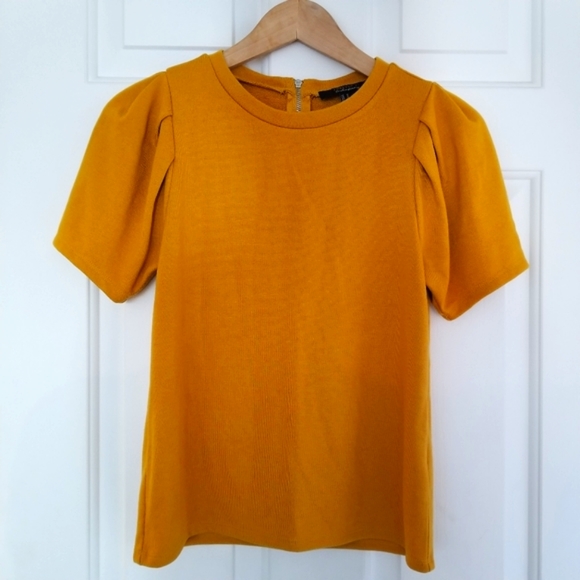 FOREVER 21 Mustard Yellow Puff Sleeve Top - Picture 1 of 11